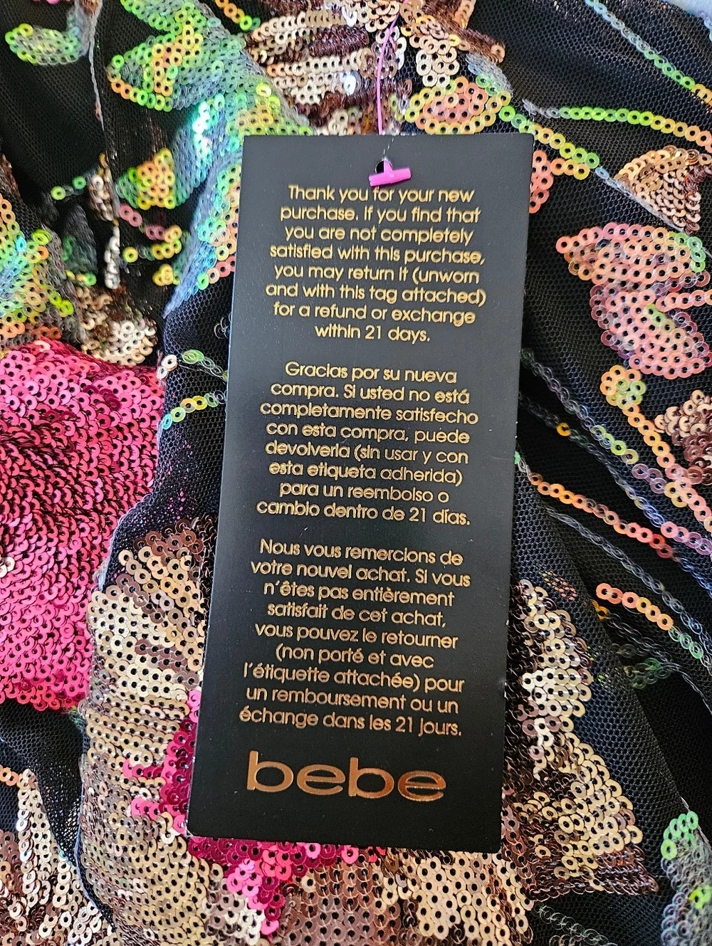 Bebe Black Strapless Floral Sequin Midi Dressbebe - Picture 5 of 5